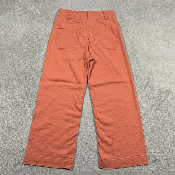 Maeve Pants Womens 27 The Colette Wide Leg Patch Pockets High Rise Cropped Linen - Picture 11 of 14